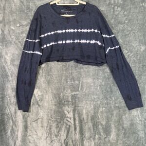 Aeropostale Long Sleeve Women Midriff Gray Tie-dye Sweater